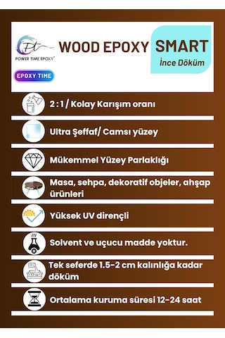 15 Kg Wood Epoxy Smart/ Sehpa, Masa, Aksesuar Için Şeffaf Epoksi Reçine Ince Döküm