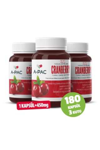 Kızılcık Sepeti A-Pac Cranberry Turna Yemişi Kızılcık Ekstresi 3 x 60 Kapsül