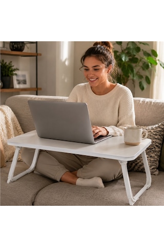 Sunup Sn-29691 Katlanabilir Laptop Masası Ve Yatak Koltuk Üzeri Tepsisi Beyaz 60x40cm Diğer
