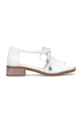 Elit Zeyn 8155 Kadın Hakiki Deri Topuklu Sandalet Beyaz Beyaz