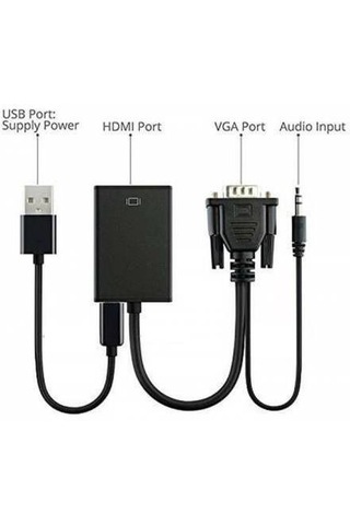 310 Vga To Hdmi Çevirici Dönüştürücü Adaptör Kablosu