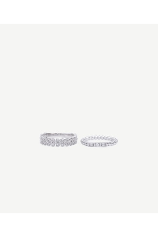 Yargıcı Cam Taş Detaylı Yüzük Seti 25kkbj8178x 005 Renkli