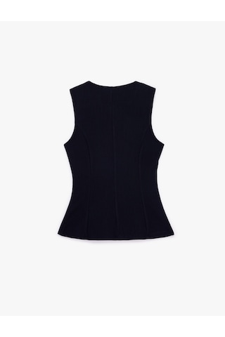 Koton Slim Fit Düğmeli Bisiklet Yaka Peplum Kesim Yelek Lacivert 6sak30028ek
