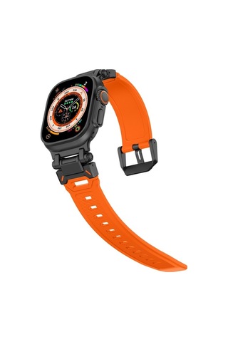 Novahub İos Watch Uyumlu Ultra 49mm Explorer Tpu Saat Bantı Siyah Turuncu, Ergonomik Kordon, Kullanışlı Tasarım