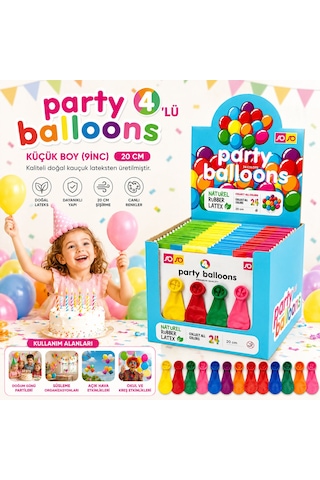 40 Paket - 4pcs Küçük Boy Renkli 20cm Party Balon - Toplamda 160 Adet Balon Aklby-bsva58 Çok Renkli