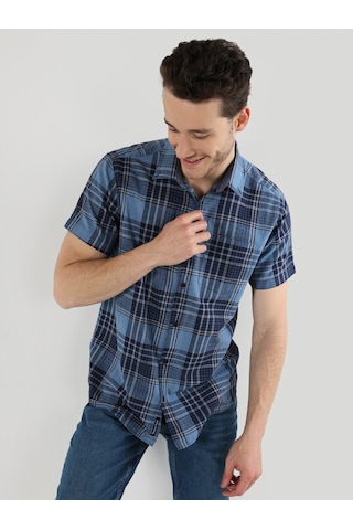 Colin's Regular Fit Çizgili Lacivert Erkek Kısa Kol Gömlek CL1063184_Q1.V1_NAV