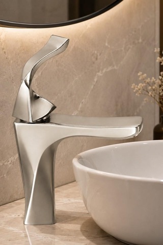 Fexo Kısa Lavabo Bataryası Mat Nıkel Mat Nikel
