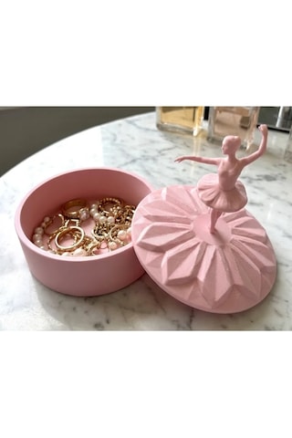 Mat Pembe Balerin Figürlü Takı Kutusu
