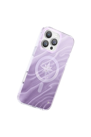 İphone 16 Pro Max Kılıf M-safeli Orjinal Swarovski Taşlı Zore Paris Rovix Sert Pc Kapak Açık Mor