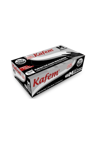 Kafem Çok Amaçlı Siyah Nitril Eldiven (M) 100 Lü X 20 Paket (Koli)