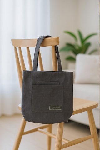 Çok Amaçlı Premium Tek Çıtlı Life Baskılı Gri Orta Boy Kanvas El Ve Omuz Çantası GRİ