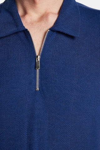 Tudors Erkek Slim Fit Dar Kesim Viskon Fermuarlı Polo Yaka Lacivert Tişört-34353 Lacivert