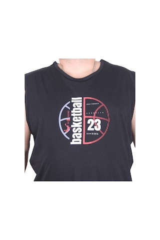 Starbattal Büyük Beden Baskılı Kolsuz Tişört Basketball 25150 Sıyah Siyah