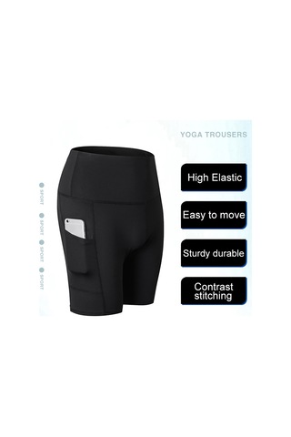 Skycity Kadın Spor Şortu - Yüksek Bel, Yan Cep, Nefes Alabilir, Hızlı Kuruma, Esnek, Koşu Ve Antrenman İçin Gri