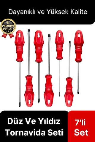Üstün Kalite Dayanıklı Pratik Ergonomik Vidalama Tamir Tamirat Düz Ve Yıldız 7 Parça Tornavida Seti