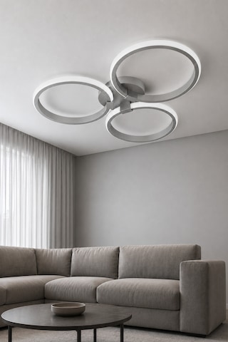 AvizeGO Yuno Led Plafonyer Avize Beyaz Işık Gri