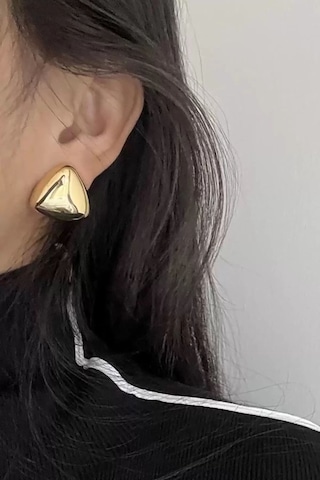 Caş Dekorasyon Altın Renk Çelik Küpe- Çift Altın