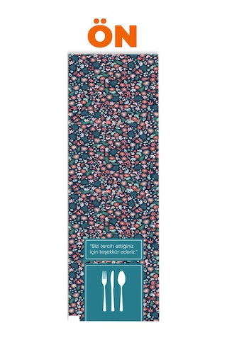Kuşe Kağıt Çatal Kaşık Bıçak Kılıfı Çiçekli 500'lü 8 x 24 CM