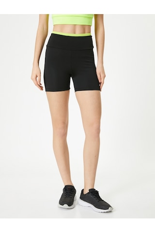 Koton Spor Biker Tayt Yüksek Bel Renk Kontrastlı Slim Fit Siyah 4sak40192nk