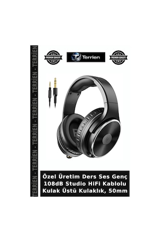Özel Üretim Ders Ses Genç 108db Studio Hifi Kablolu Kulak Üstü Kulaklık, 50mm