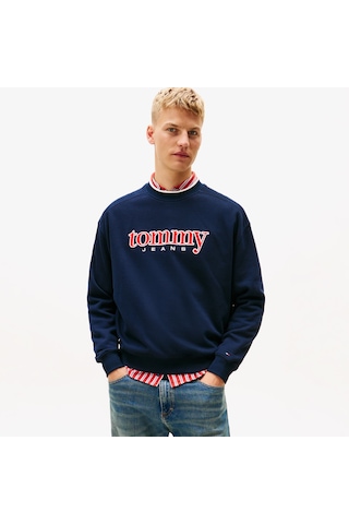 Tommy Hilfiger Erkek 90s Texture Graphic Erkek Lacivert Sweatshirt Dm0dm22373