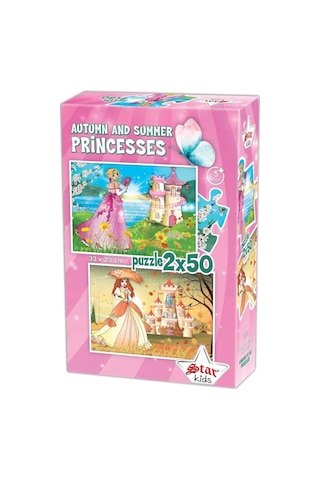 Star Puzzle 2x50 Parça Çocuk Puzzle - Sonbahar Ve Yaz Prensesleri 1 Adet