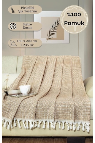 Battaniye Pamuk Riona 180x200 Cm Bej