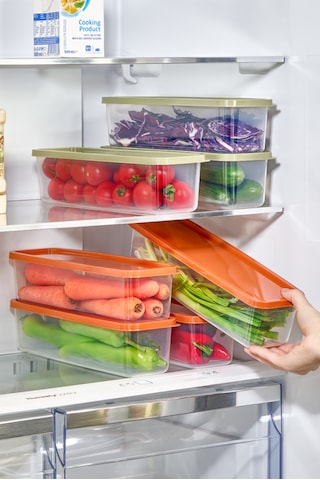 3'lü Vakumlu Erzak Saklama Kabı Bakliyat Kabı Buzdolabı Düzenleyici 3x1400ml Çok Renkli