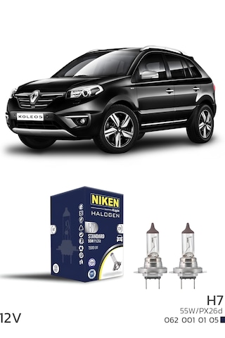 Renault Koleos 2007-2015 Kısa Far Ampulü H7 Halojen Ampul 12v 55w 2 Adet 3200k Güçlü Net Işık Yasal