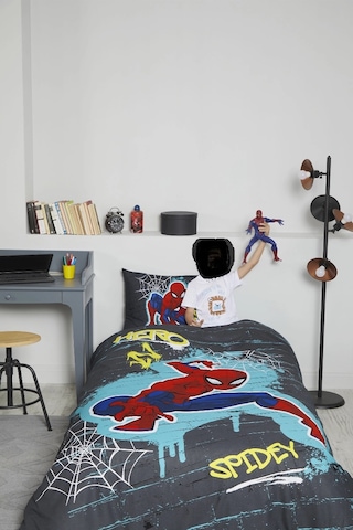 Özdilek Lisanslı Tek Kişilik Çocuk Nevresim Takımı-spiderman Gri Gri