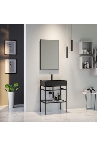 Orka Capetown 60 Cm Siyah Banyo Dolabı Takımı Siyah