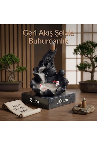 Bakgelal Koi Balığı Figürlü Geri Akış Şelale Tütsülük Seramik Dekoratif Buhurdanlık Ve Konik Tütsü Standı - 9053872240532 Lavanta - Anti-Stres - Beyaz Sabun - Amber - Çikolata - Pudra - Gül - Kahve