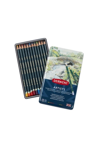 Derwent Artists Pencils Kuruboya Kalemi Teneke Kutu 12'Li Renk