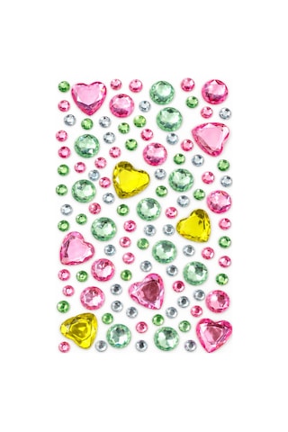 Taş & Kalp Rhinestone Sticker Yapışkanlı Saç, Yüz, Tırnak, Vücut Ve Süs Taşı Çok Renkli