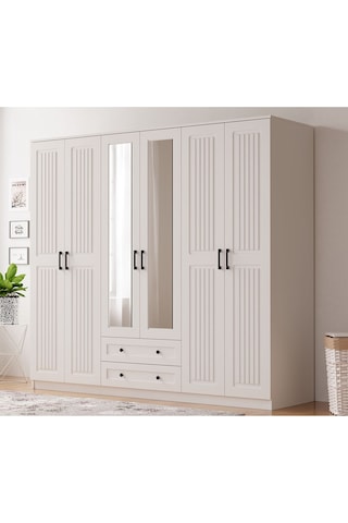 Rabi Mobilya Estelya Country 6 Kapaklı 2 Çekmeceli Gardırop