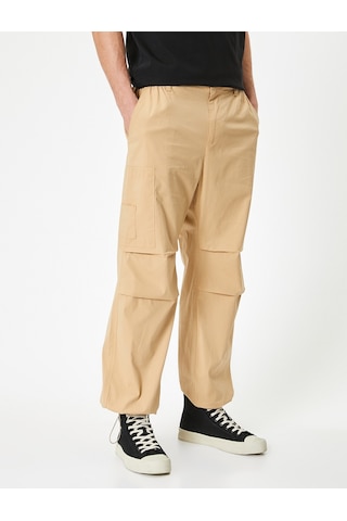 Koton Oversize Paraşüt Pantolon Kargo Cep Detaylı Bej 4sam40051hw Ekru