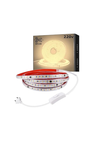 Sb-6508 Led Şerit, Beyaz Ve Gün Işığı Şerit Led Işık 120 Led, Silikonlu 10 Cm Kesilebilir, Aç Kapat Butonlu Fi Genel