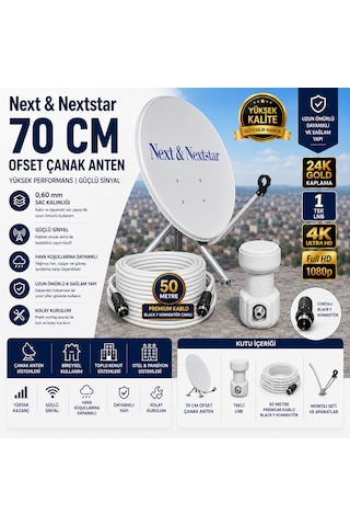 Next 70 Cm Uydu Seti Gold-111 Lnb + 50 M Kablo