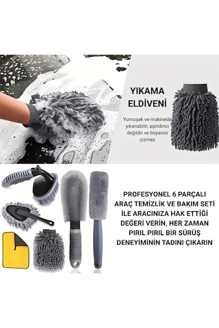 Polham Profesyonel 6 Parçalı Araba, Motorsiklet İçin Detaylı Araç Temizlik Ve Bakım Seti, İç Ve Dış Bakım Seti