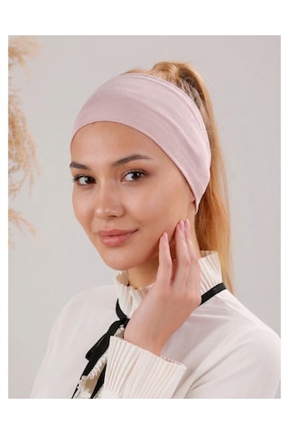 Alivascarf Kaymayan Silikonlu Bandana Bone Siyah - Kadın Tesettür Dikişsiz Kaymaz Geçme - Sportif Saç Bandı Pudra