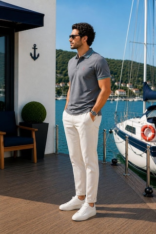 Alexandergardi Polo Yaka Düğmeli T-shirt Antrasit