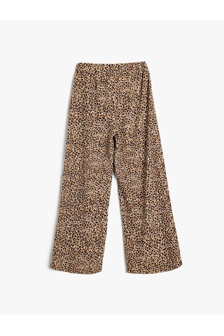 Koton Pantolon Leopar Desenli Beli Lastikli Bej Desenli 5wkg40243ak Ekru