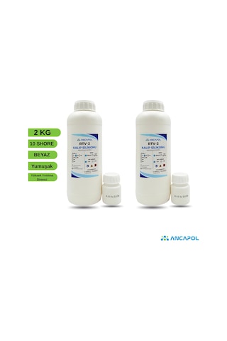 Ancapol 10 Shore Beyaz RTV-2 Kalıp Silikonu - Esnek ve Dayanıklı Mum, Kokulu Taş ve Epoksi Silikonu 2 KG