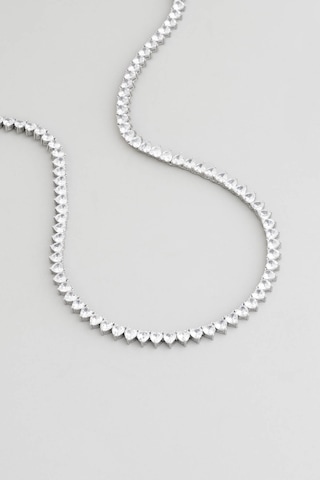 Romantik Aşk 18 Ayar Beyaz Altın Kaplama Gümüş Su Yolu Gerdanlık Beyaz