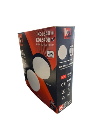 K2 - Kdl640b Merkür Led Aplik 20w Siyah Kasa Beyaz Işık Beyaz