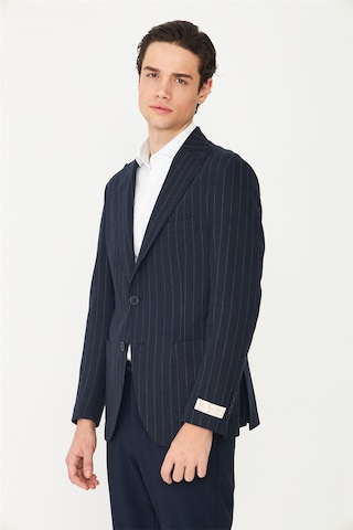 Lacivert Çizgili Spor Blazer Ceket Laci