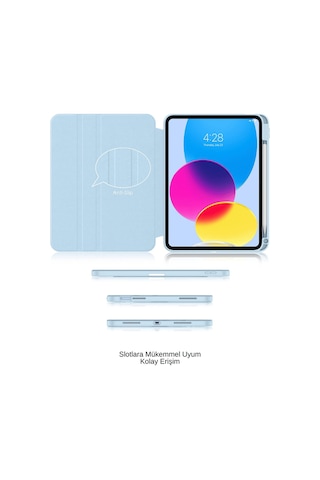 Apple Uyumlu iPad 11. Nesil A16 2025 360 Dönebilen Yatay Dikey Standlı Fuchsia Pino Tablet Kılıfı Kılıf