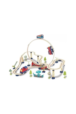 Track City Tren Seti 75 Parça Looping Raylı Oyuncak Tren, Köprü Ve Aksesuarları İle Eğitici Set, 3+ Yaş
