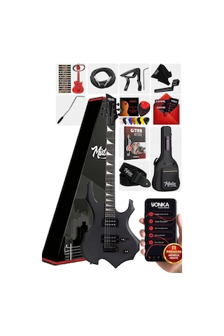 Midex Force Masif Ağaç Üst Seviye Elektro Gitar H-H Profesyonel Full Set Aksesuarlı