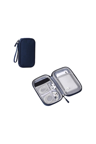 Reedark Dijital Aksesuar Koruma Çantası - Tek Katlı Lacivert: Power Bank, Hard Disk, Şarj Kablosu, Kulaklık Ve Usb防尘 Depolama Çözümü